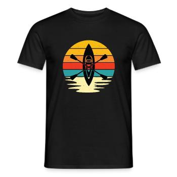 Retro Sunset Kayaking - Men's T-Shirt - black - Front - AI Model Male 178 light (178cm)
