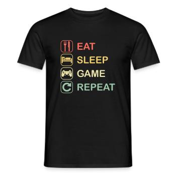 EAT SLEEP GAME REPEAT | Contrôleurs de jeu - T-shirt homme - noir - Devant - AI Model Male 178 light (178cm)