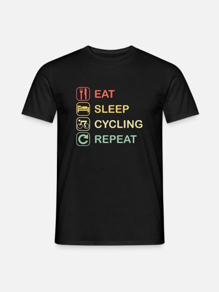 EAT SLEEP CYCLING REPEAT | Retro Bike Fahrrad - Männer T-Shirt - Schwarz