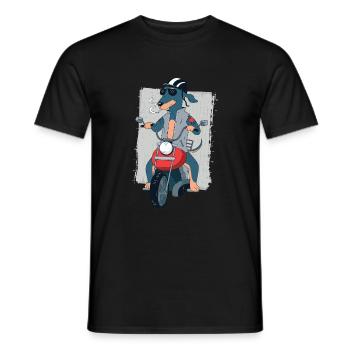 Rocker teckel sur cadeau de motard moto 1187 - T-shirt homme - noir - Devant - AI Model Male 178 light (178cm)