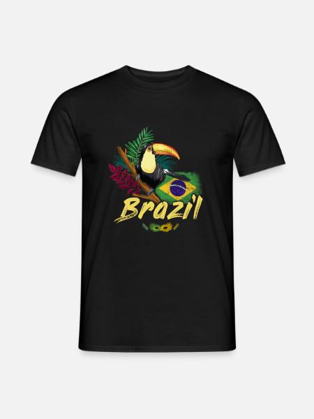 Brasilien Vintage Tukan mit Flagge und Samba Maske - Männer T-Shirt - Schwarz