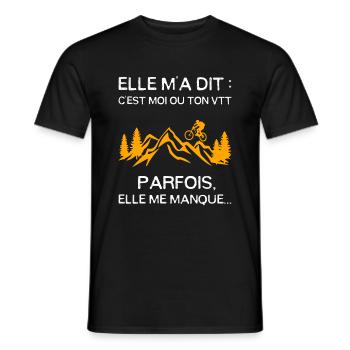 VTT humoristique humour - T-shirt homme - noir - Devant - AI Model Male 178 light (178cm)