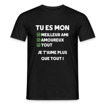 je t'aime plus que tout cadeau saint valentin - T-shirt homme - noir - Devant - AI Model Male 178 light (178cm)