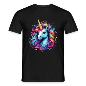 Einhorn bunt Regenbogen Pony Pferd - Männer T-Shirt - Schwarz - Vorne - AI Model Male 178 light (178cm)