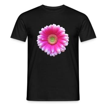 Gerbera pink Blüte Blume Blumenranke floral blumig - Männer T-Shirt - Schwarz - Vorne - AI Model Male 178 light (178cm)