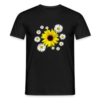 Tournesol avec marguerites fleurs, floral, fleur - T-shirt homme - noir - Devant - AI Model Male 178 light (178cm)