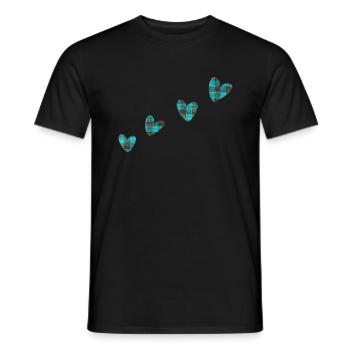 4 hearts fabric clothing blue - Men's T-Shirt - black - Front - AI Model Male 178 light (178cm)