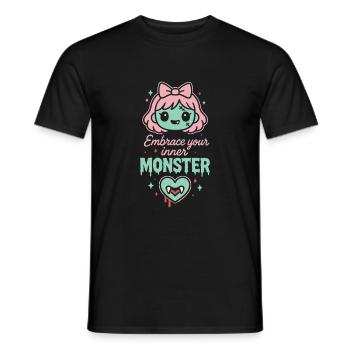 Kawaii Horror Creepy Cute Pastel Goth Sweet Spooky - Men's T-Shirt - black - Front - AI Model Male 178 light (178cm)