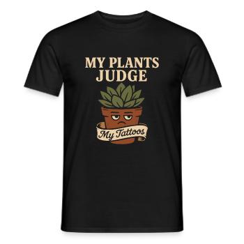 Tattooed plant lover plant mom - Men's T-Shirt - black - Front - AI Model Male 178 light (178cm)