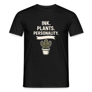 Tattooed plant lover plant mom - Men's T-Shirt - black - Front - AI Model Male 178 light (178cm)