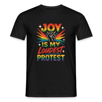 Queer Pride Queer Joy Lgbtq+ Affirmation Trans - Men's T-Shirt - black - Front - AI Model Male 178 light (178cm)
