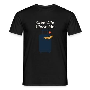 Hôtesse de l’air Personnel navigant commercial Life Aviation - T-shirt homme - noir - Devant - AI Model Male 178 light (178cm)