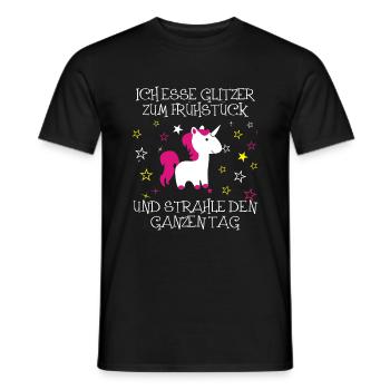 Einhorn - Glitzer zum Frühstück - Männer T-Shirt - Schwarz - Vorne - AI Model Male 178 light (178cm)