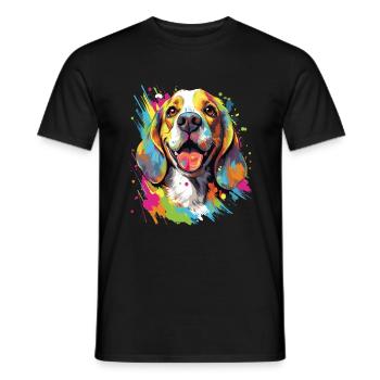 Buntes Beagle Design - Liebevoll und Lebhaft - Männer T-Shirt - Schwarz - Vorne - AI Model Male 178 light (178cm)