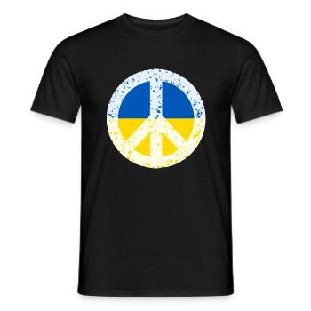 Peace in Ukraine Flagge Wappen Ukraine - Männer T-Shirt - Schwarz - Vorne - AI Model Male 178 light (178cm)