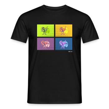 DIN O4 (Saurier-Pop-Art-Edition) - Männer T-Shirt - Schwarz - Vorne - AI Model Male 178 light (178cm)