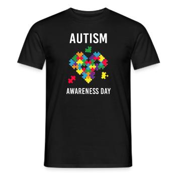 Journée de sensibilisation à l'autisme Puzzle de coeur d'autisme Autiste - T-shirt homme - noir - Devant - AI Model Male 178 light (178cm)