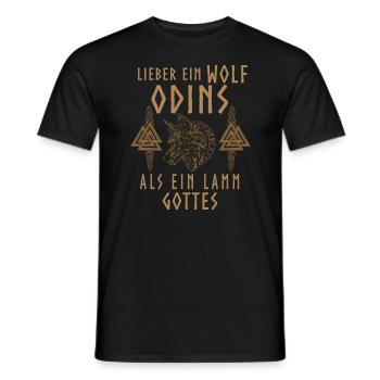 Lieber ein Wolf Odins als ein Lamm Gottes - Männer T-Shirt - Schwarz - Vorne - AI Model Male 178 light (178cm)