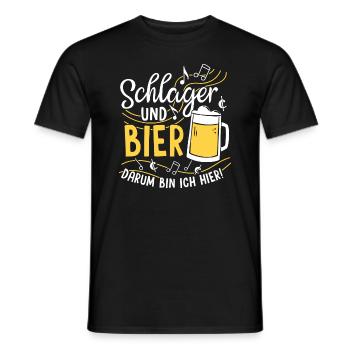 Schlager Und Bier Darum Bin Ich Hier | Schlagerpar - Männer T-Shirt - Schwarz - Vorne - AI Model Male 178 light (178cm)