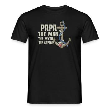 Bateau Papa Capitaine de bateau Ponton Marin Croisière - T-shirt homme - noir - Devant - AI Model Male 178 light (178cm)