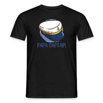 Bateau Papa Capitaine de bateau Ponton Marin Croisière - T-shirt homme - noir - Devant - AI Model Male 178 light (178cm)