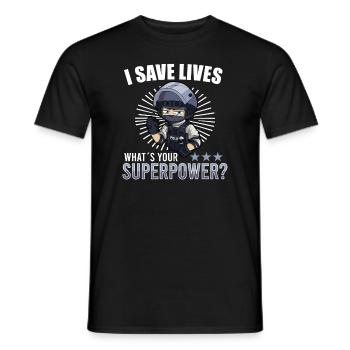 Police Cop Officer Police Office - Men's T-Shirt - black - Front - AI Model Male 178 light (178cm)