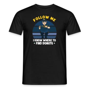 Bureau de police des policiers - T-shirt homme - noir - Devant - AI Model Male 178 light (178cm)