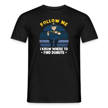 Bureau de police des policiers - T-shirt homme - noir - Devant - AI Model Male 178 light (178cm)