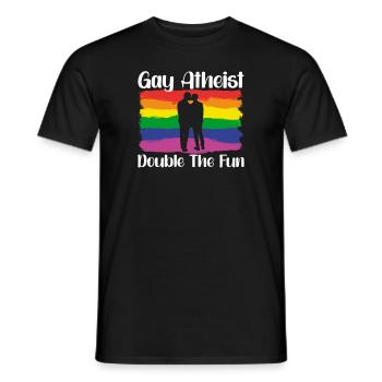 Gay LGBTQ Atheist Atheism Anti Religion Securalism - Männer T-Shirt - Schwarz - Vorne - AI Model Male 178 light (178cm)