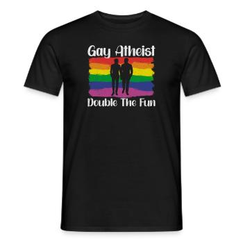 Gay LGBTQ Atheist Atheism Anti Religion Securalism - Männer T-Shirt - Schwarz - Vorne - AI Model Male 178 light (178cm)