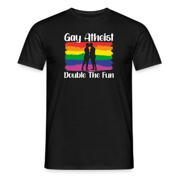 Gay LGBTQ Atheist Atheism Anti Religion Securalism - Männer T-Shirt - Schwarz - Vorne - AI Model Male 178 light (178cm)