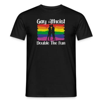 Gay LGBTQ Atheist Atheism Anti Religion Securalism - Männer T-Shirt - Schwarz - Vorne - AI Model Male 178 light (178cm)