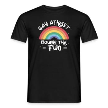 Gay LGBTQ Atheist Atheism Anti Religion Securalism - Männer T-Shirt - Schwarz - Vorne - AI Model Male 178 light (178cm)