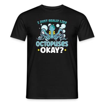 Octopus Marine Animals Sea Creature Squid Poison - Men's T-Shirt - black - Front - AI Model Male 178 light (178cm)