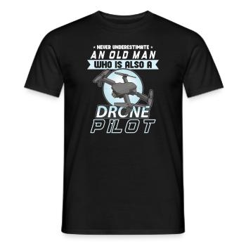 Drohne Pilot Opa Geschenkidee Alter Mann Mit - Männer T-Shirt - Schwarz - Vorne - AI Model Male 178 light (178cm)