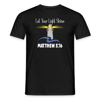 Christianisme Jésus Phare – Laissez votre lumière - T-shirt homme - noir - Devant - AI Model Male 178 light (178cm)