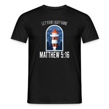 Christianisme Jésus Phare – Laissez votre lumière - T-shirt homme - noir - Devant - AI Model Male 178 light (178cm)