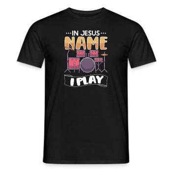 Drum Player Jesus Drum set Pick Jesus Drums Player - Men's T-Shirt - black - Front - AI Model Male 178 light (178cm)