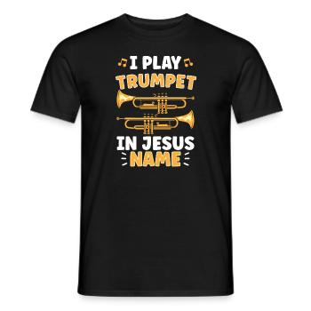 Trumpet Player Jesus Trumpist Pick Jesus Trumpet - Men's T-Shirt - black - Front - AI Model Male 178 light (178cm)
