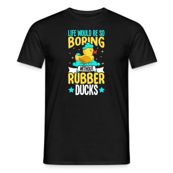 Rubber Ducks Duck Duck Lovers Bathroom - Men's T-Shirt - black - Front - AI Model Male 178 light (178cm)
