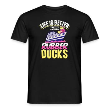 Rubber Ducks Duck Duck Lovers Bathroom - Men's T-Shirt - black - Front - AI Model Male 178 light (178cm)