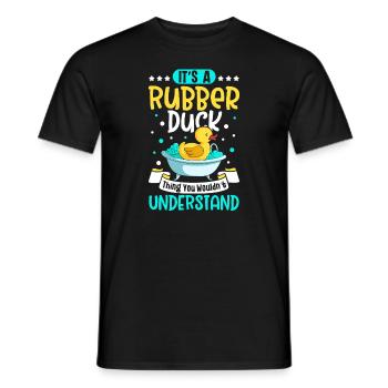 Rubber Ducks Duck Duck Lovers Bathroom - Men's T-Shirt - black - Front - AI Model Male 178 light (178cm)