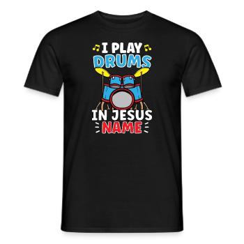 Drum Player Jesus Drum set Pick Jesus Drums Player - Men's T-Shirt - black - Front - AI Model Male 178 light (178cm)