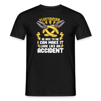 Électricien Ingénieur électricien monteur de lignes Électricien - T-shirt homme - noir - Devant - AI Model Male 178 light (178cm)