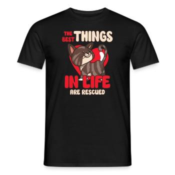 Cat RESCUE ANIMAL RIGHTS RESCUE Cat ADOPTION - Men's T-Shirt - black - Front - AI Model Male 178 light (178cm)