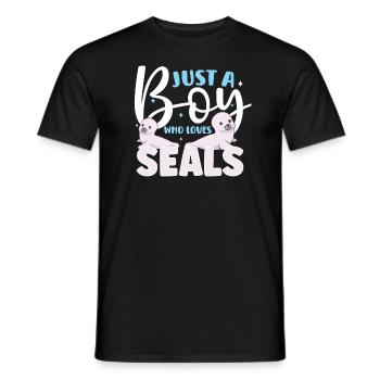seal animal wilderness animals seals cute baby sea - Männer T-Shirt - Schwarz - Vorne - AI Model Male 178 light (178cm)