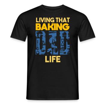 Living That Baking Dad Life Baker Papa - Men's T-Shirt - black - Front - AI Model Male 178 light (178cm)