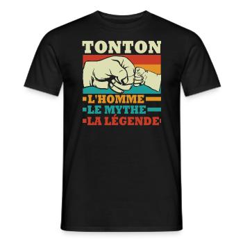 Tonton l'homme le mythe la légende Humour Cadeau - T-shirt homme - noir - Devant - AI Model Male 178 light (178cm)