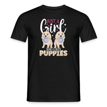 Hund / Welpe: Nur Ein Mädchen, Das Welpen Liebt - Männer T-Shirt - Schwarz - Vorne - AI Model Male 178 light (178cm)