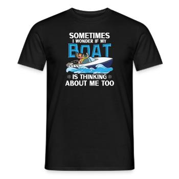 Bateau papa Capitaine Pontoon Sailor Croisière - T-shirt homme - noir - Devant - AI Model Male 178 light (178cm)